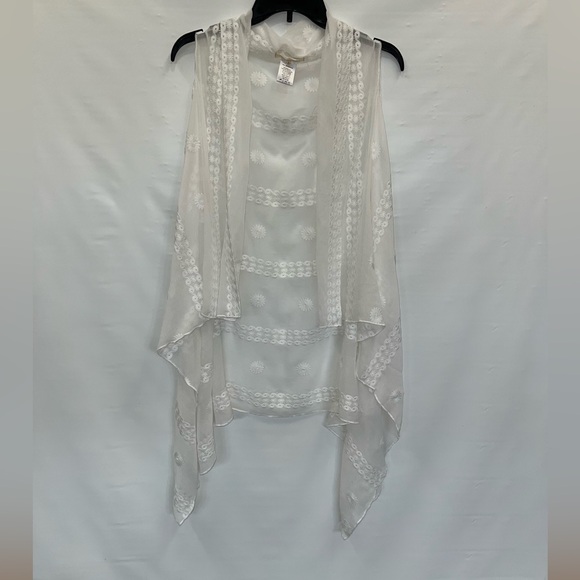 Indigo Soul Tops - Indigo Soul Cardigan Women’s Large White Sleeveless 100% Polyester Open Front